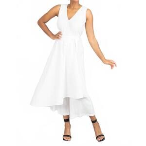 NEW SAGE & CLARE belted sleeveless jumpsuit in white